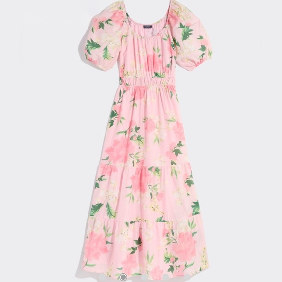 Vineyard Vines Pink Ruched Puff Sleeve Maxi Dress - Picture 2 of 4